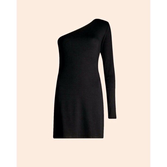 NWT Reformation Yara Size S One Shoulder Tencel Black Mini Dress Stretchy New - Picture 5 of 14